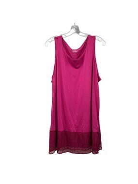 LOGO Layers By Lori Goldstein Tunic Tank Top Mesh Hem Pink Size XL